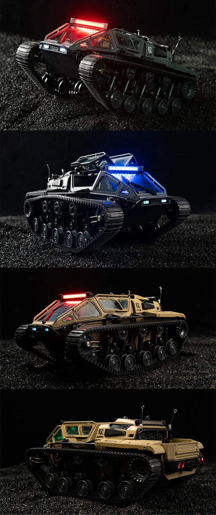 JJRC C8812 LED Light Full Scale Tracked Tank Simulation Model Toy RC Car Model Drift Remote Control Off-Road Vehicle Boy Gift Foamivia