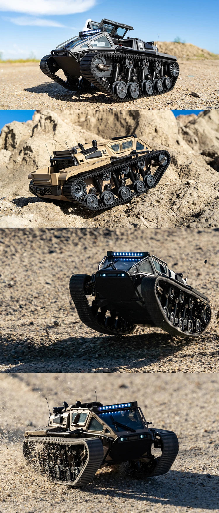 JJRC C8812 RC Tracked Tank with LED Lights – Remote Control Off-Road Car Foamivia
