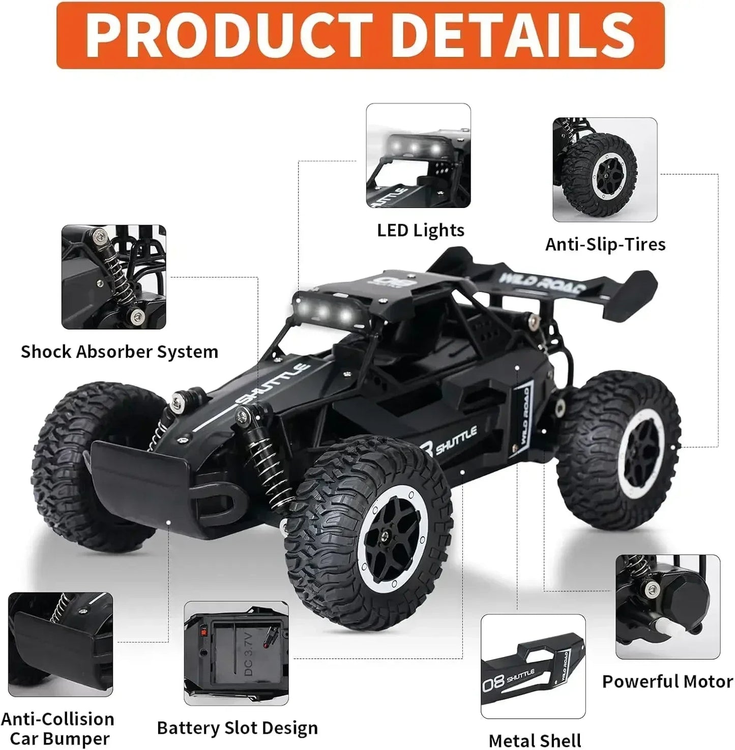 RC Drift Car – 2WD 20KM/H High-Speed with LED Lights Foamivia