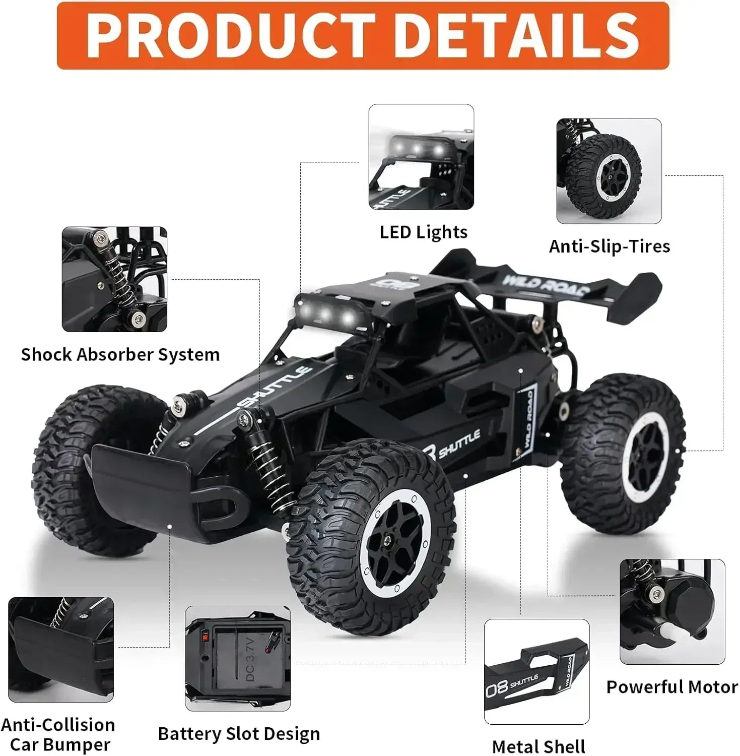 RC Drift Car – 2WD 20KM/H High-Speed with LED Lights Foamivia