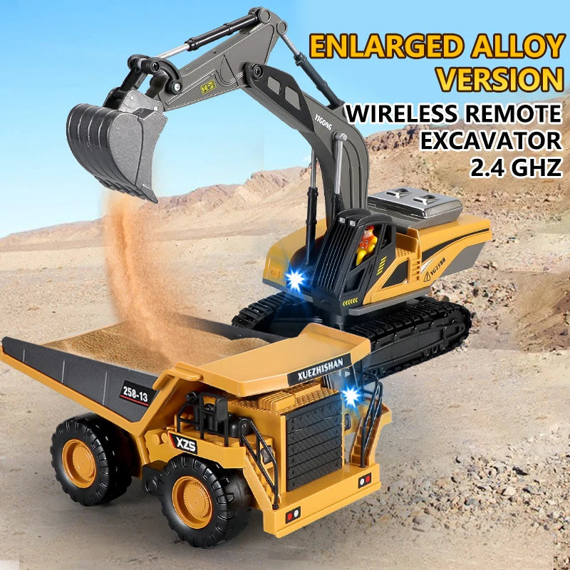 RC Excavator & Dumper Truck – 2.4G Remote Control Construction Toy Foamivia