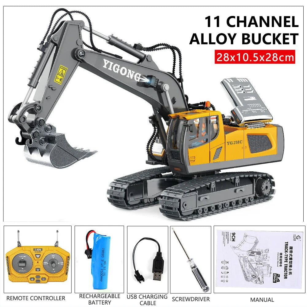 RC Excavator & Dumper Truck – 2.4G Remote Control Construction Toy Foamivia
