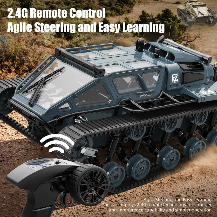 JJRC C8812 LED Light Full Scale Tracked Tank Simulation Model Toy RC Car Model Drift Remote Control Off-Road Vehicle Boy Gift Foamivia